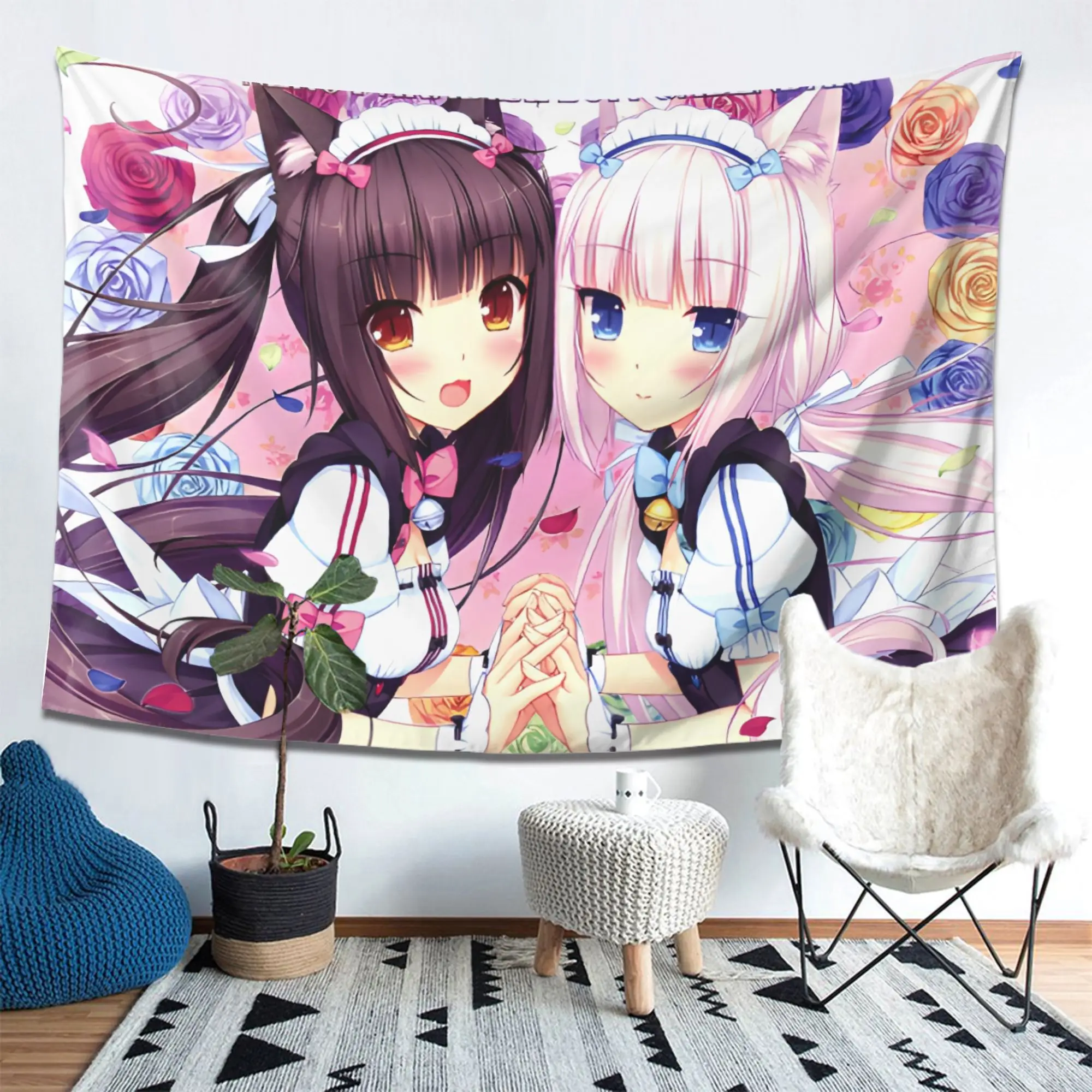 VIKAMA Cat Girl Amusement Park Chocolate and Fragrant Orchid Tapestry NEKOPARA Anime Character Room Decoration