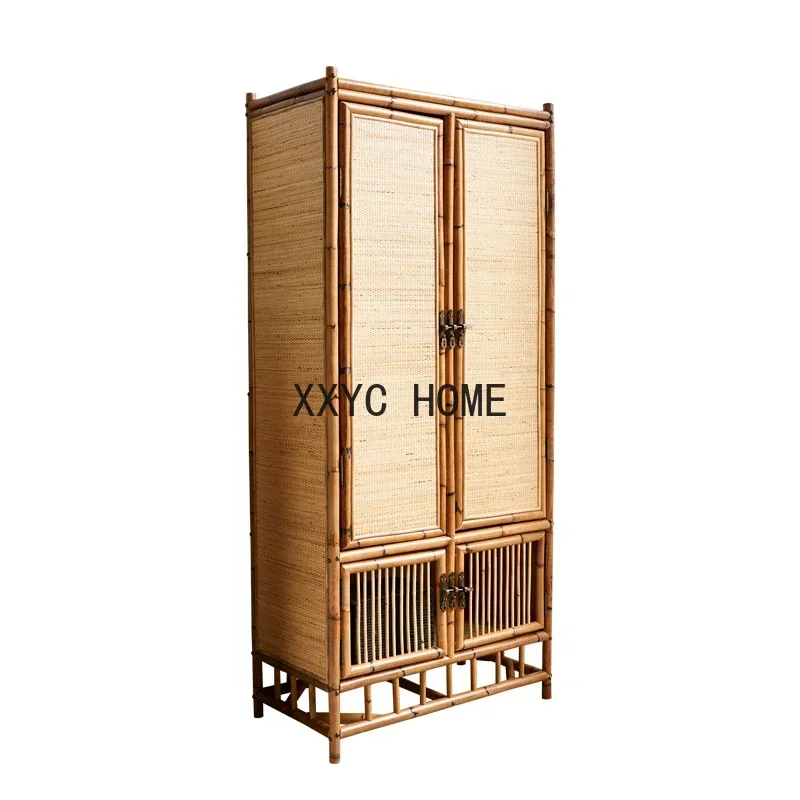 

Wardrobe Bed & Breakfast Rattan Parallel Opening Two Doors Bedroom Storage Cabinet Modern Minimalist Holiday Room Wardrobe