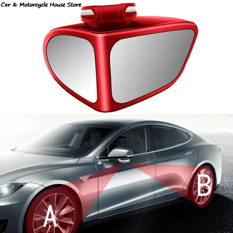 Car Reversing Small Round Mirror Front And Rear Wheel Wide-Angle Mirror Double-Sided Auxiliary Rearview 360 Degree Blind 1 Pcs