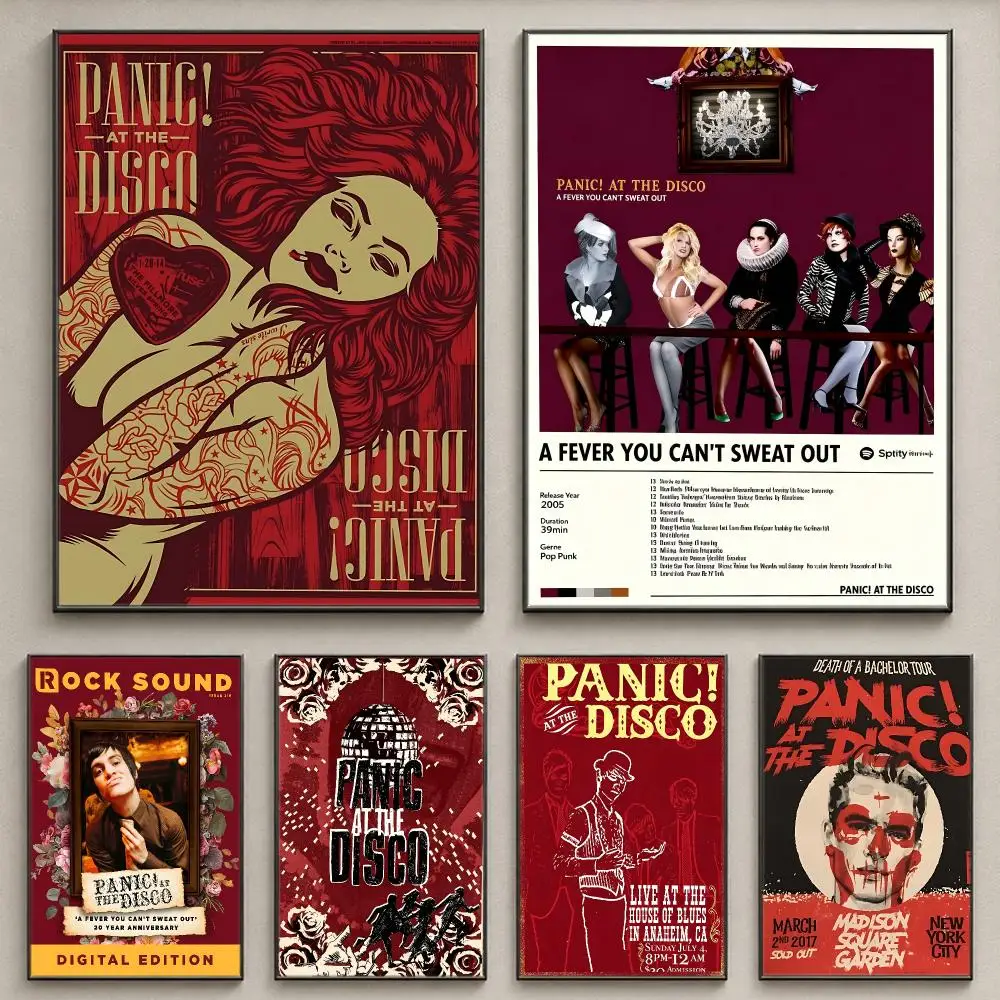Band P-Panic at the D-Disco Poster Poster Large Unframed Wall Art Modern Minimalist Decor Print for Living Room Home