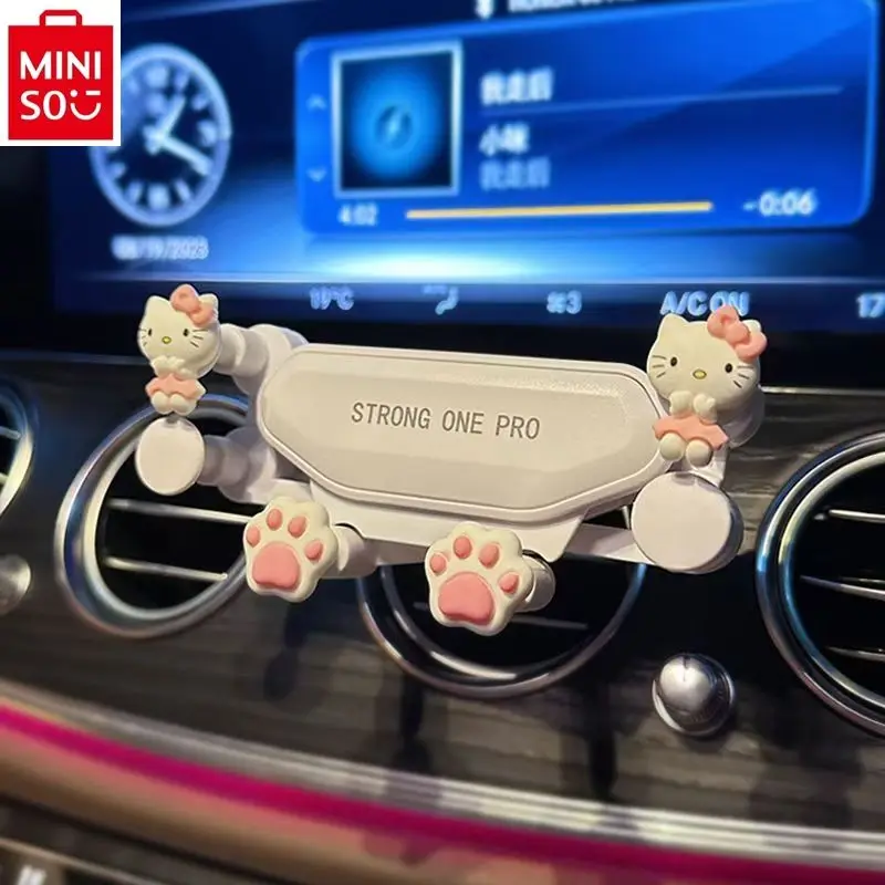 

MINISO women's car interior phone holder suction cup navigation gravity anti slip holder cartoon hello kitty car decoration