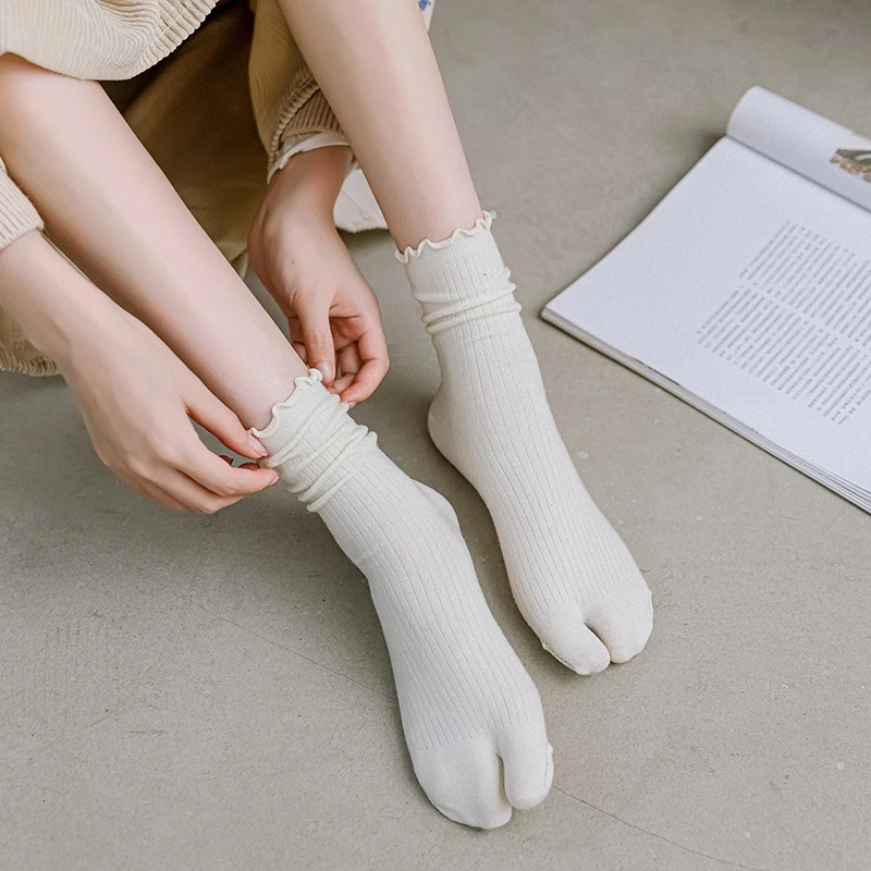 

1Pair Combed Cotton Split Toe Socks Unisex Simple Comfortable Two-Toed Socks Harajuku Men Women's Socks