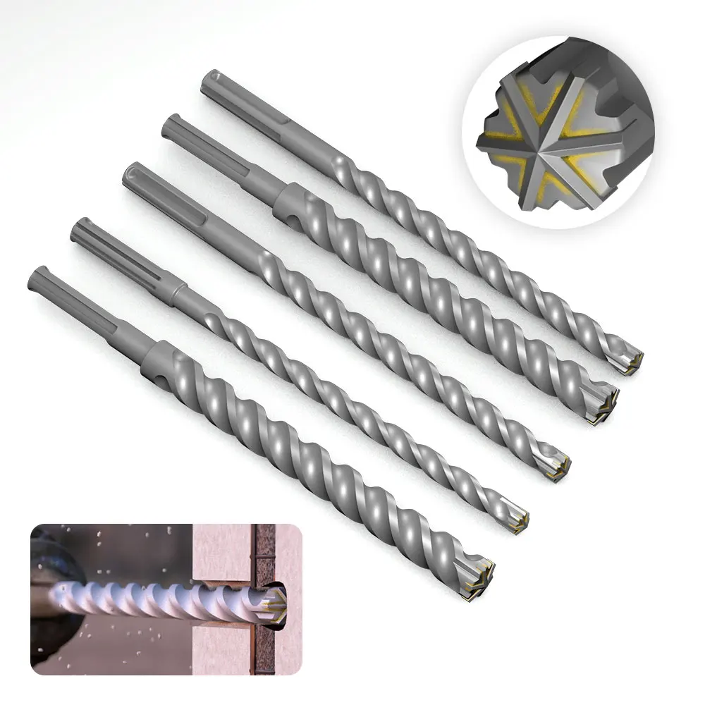 280 350mm SDS-MAX Rotary Hammer Drill Bit With Six Blades Better for Drilling Reinforced Concrete Walls Rock Diameter 18-32mm