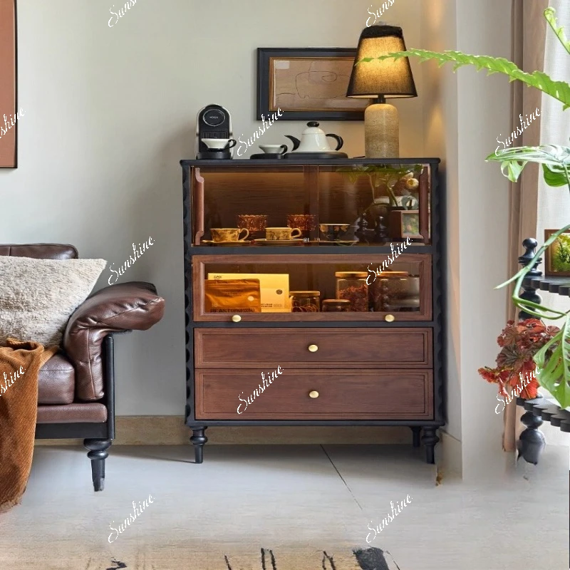 

Large and small apartment display cabinet French solid wood storage cabinet