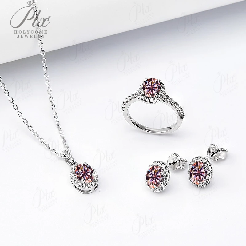 

Jewelry Set Moissanite Jewelry Set Oval Cut It Includes Ring Necklace & Earrings Suitable for Weddings and Ideal As A Gift