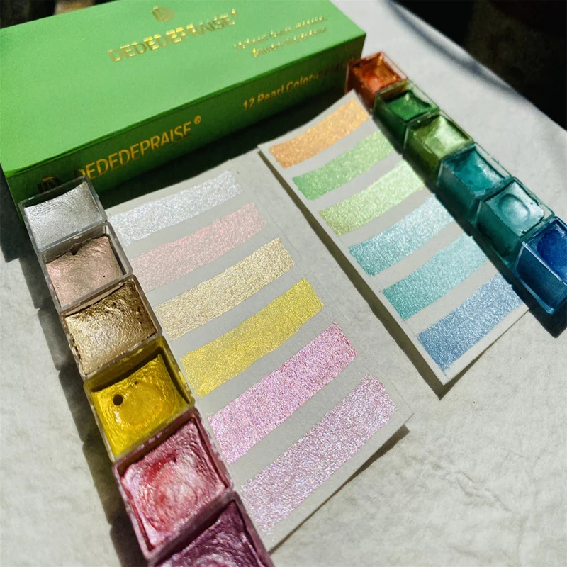 Pearl/Gem/Starry/Candy/Macaron Solid Watercolor Paints Pearlescent Pigment Art Metallic Glitter Water Color