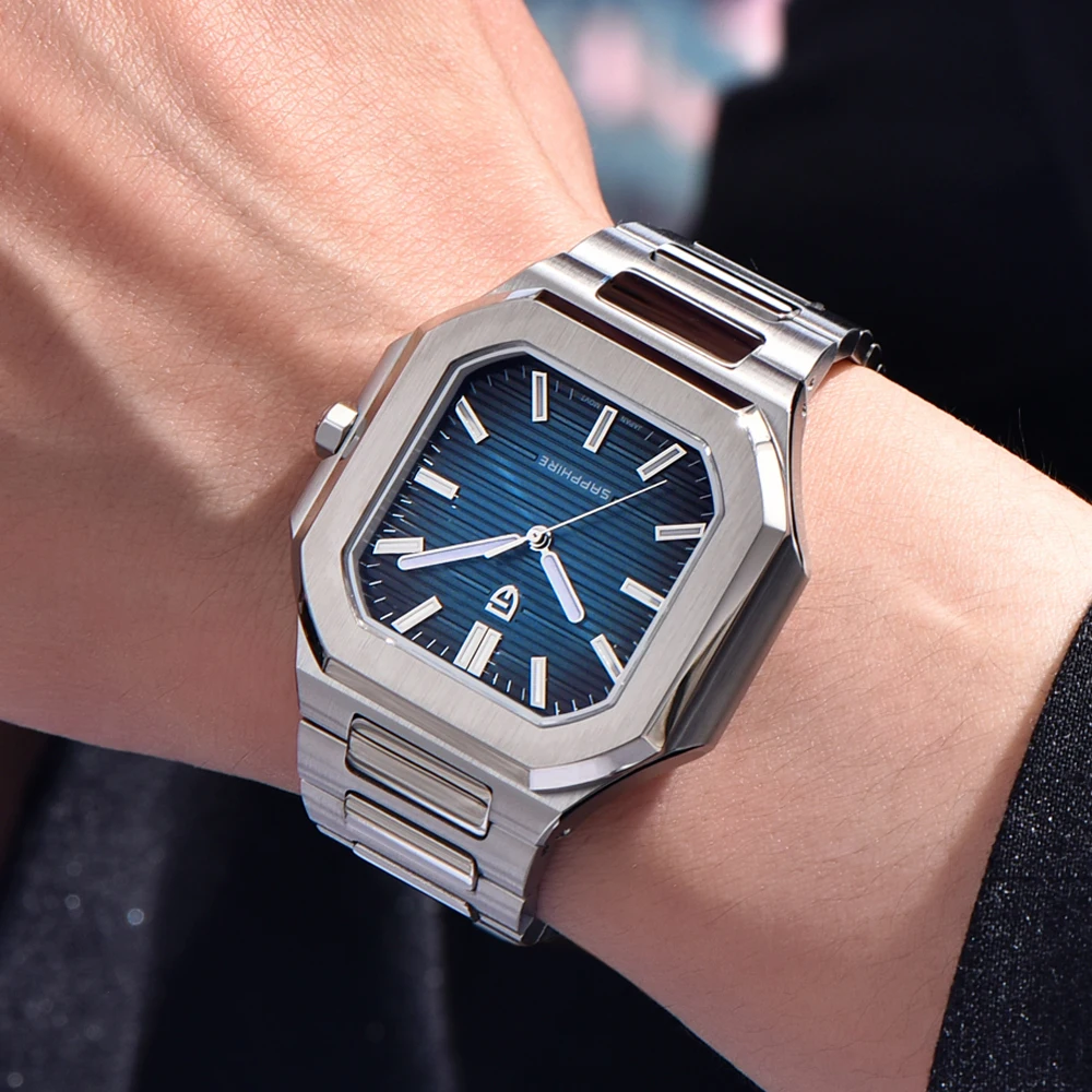 2025 جديد باجاني تصميم العلامة التجارية ساعة رجالي كوارتز الياقوت مرآة مضيئة ساعة مناسبة للحركة اليابانية ساعة مقاومة للماء