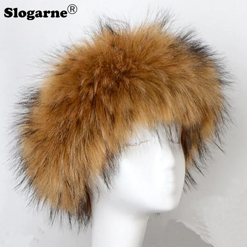 2025 Fashion Lady Faux Fox Fur Headband Women Fur Hats Girls Warm Soft Elastic Flurry Headwear Women Fur Headdress Furry Ski Cap