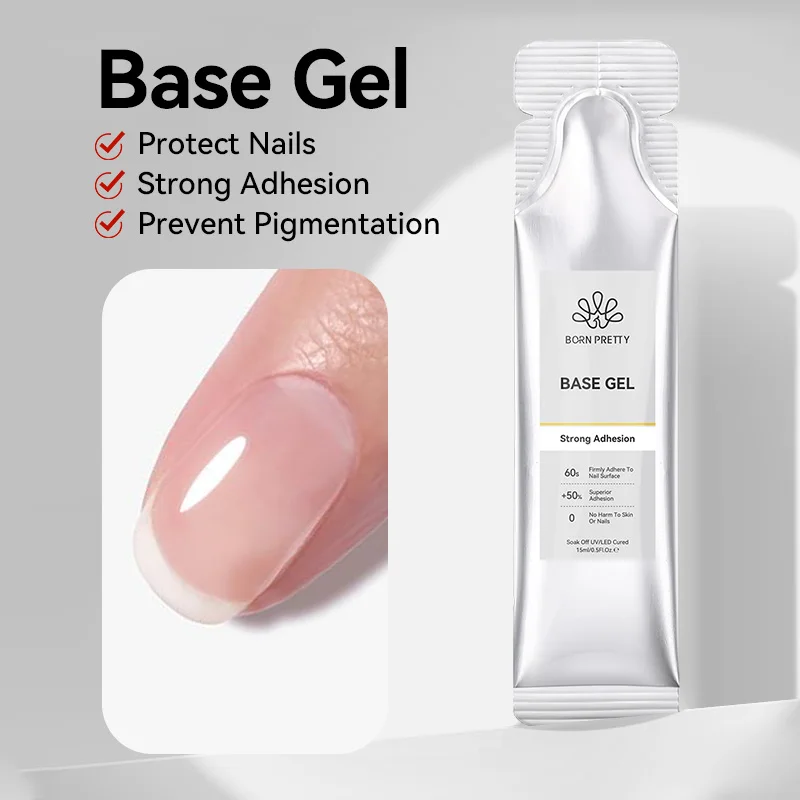 BORN PRETTY 15g Base Gel Gel Nail Polish No Wipe Top Coat  6 in 1 Nail Glue UV Gel Finish Manicure Sealer Nail Art Salon Quality