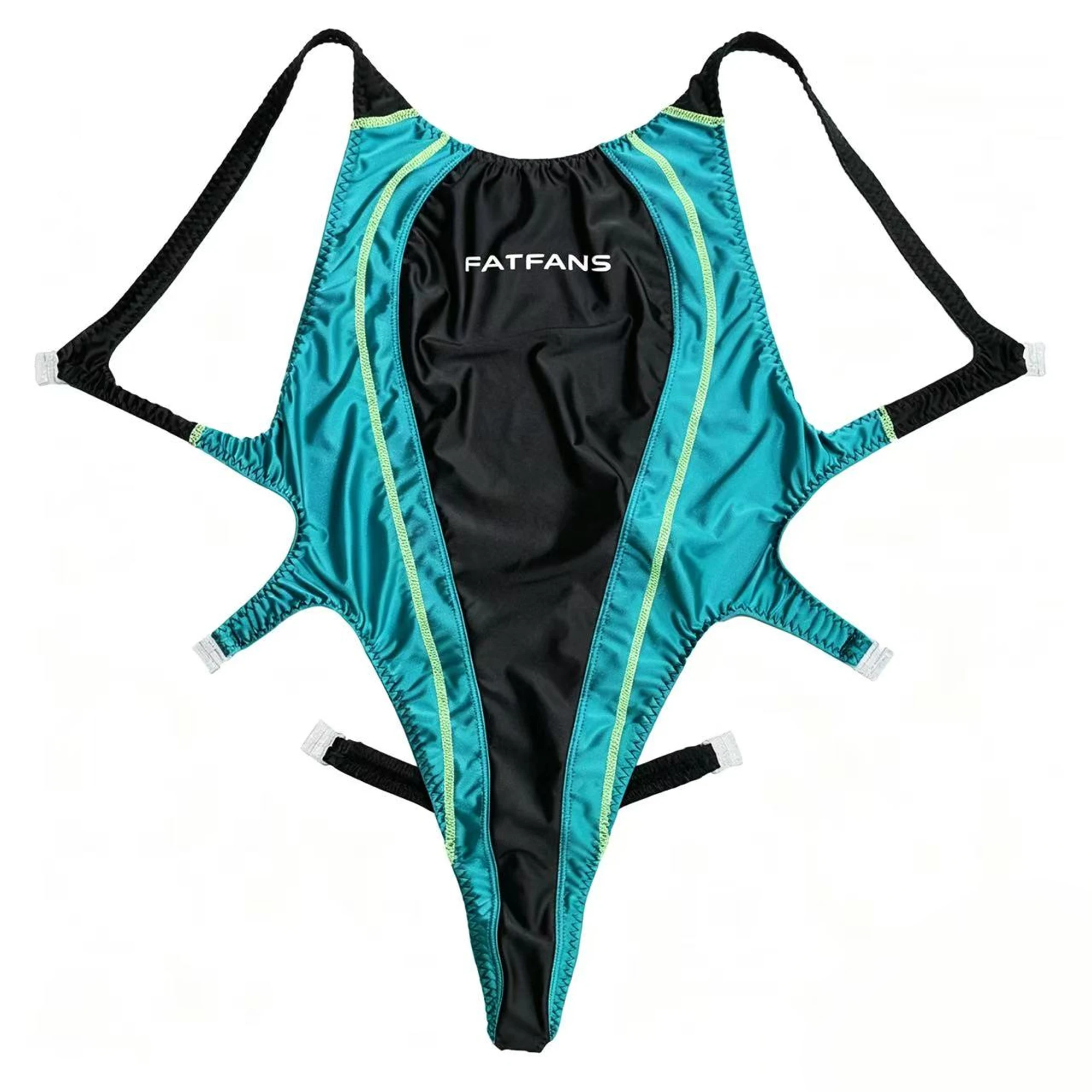 XClocKNYoung satin glossy swimsuit oil silky smooth Multi color splicing swimsuit Sexy backless swimsuit
