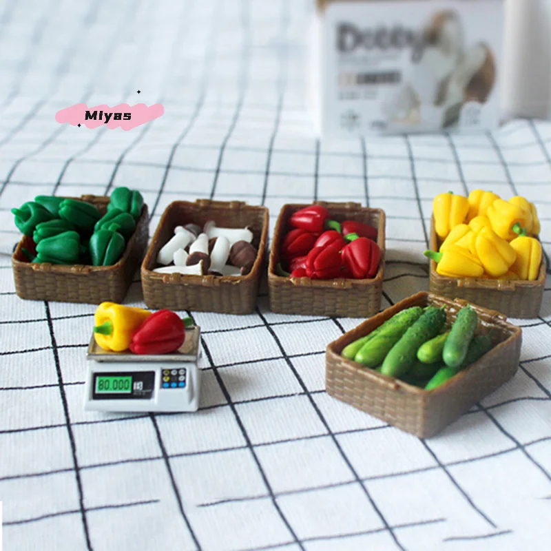 5Pcs/Set Miniature Dollhouse Vegetables 1/12 Scale Kitchen Food Play Accessories Simulation Model Toys for Dollhouses