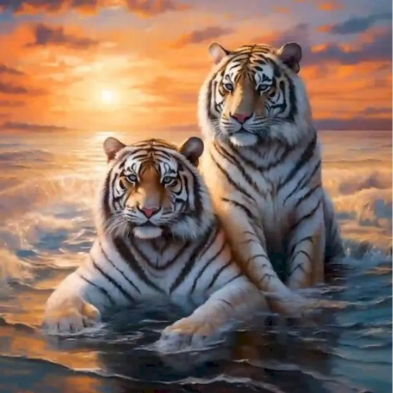 

GATYZTORY DIY Diamond Mosaic Lion Animal Full Square Round Diamond Painting Picture Of Rhinestones Embroidery Handicraft