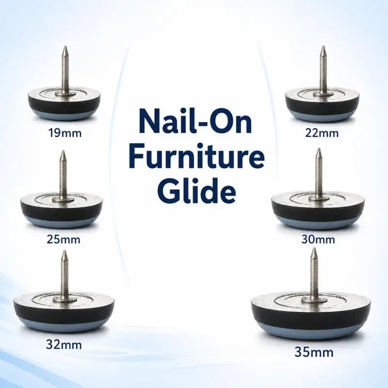 4/8/12/16Pcs Nail On Furniture Pads 19-35mm Round Sliders for Table Chair Legs Cabinet Sofa Protectors