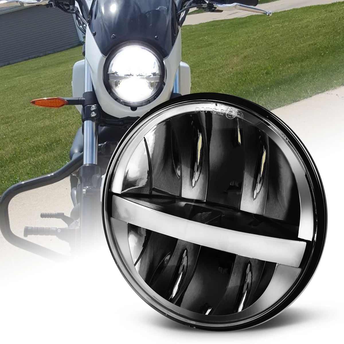 

BraveWAY 5.75 inch LED Headlight for Motorcycle Sportster Street H5006 5-3/4" Round Headlamp for Moto