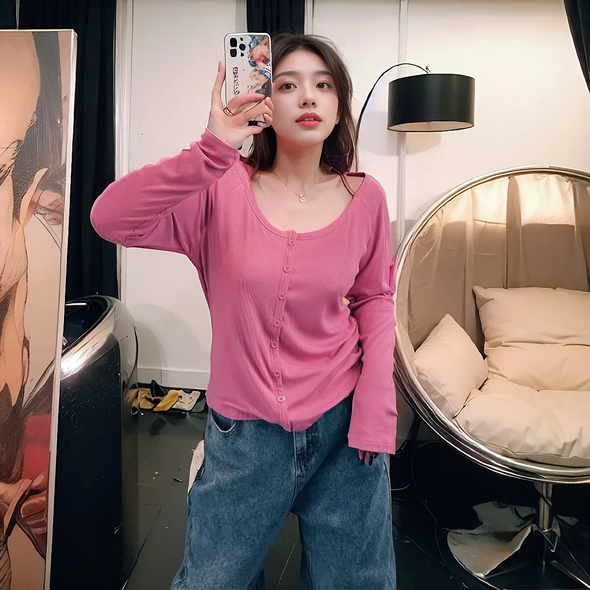 

plus Size Women's Long Sleeve T-Shirt Loose Fit Spring Autumn Fashionable Stylish Casual Top for Heavy Girls 300 Pounds