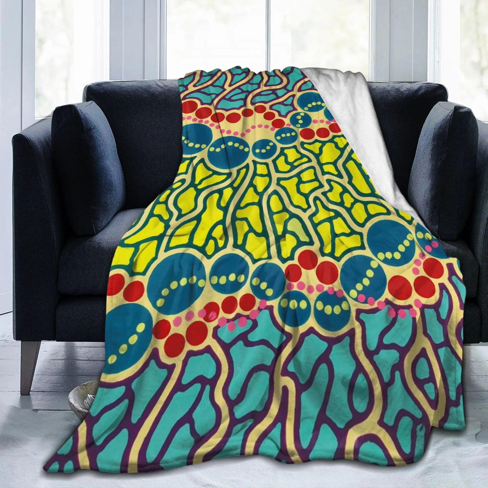 Yayoi Kusama Blue Blankets Fleece Nordic Polka Lightweight Thin Throw Blankets for Home Couch Bedspread