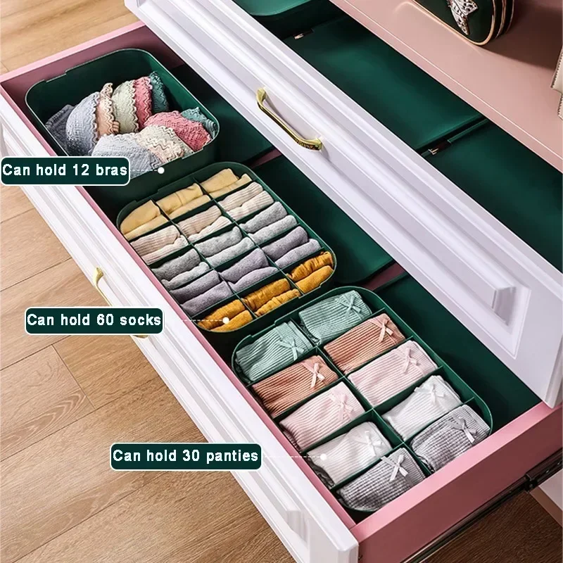 Solid Color Underwear Storage Box Closet Organizer Underwear Socks Drawer Clothes Finishing Box With Lid Wardrobe Organizer