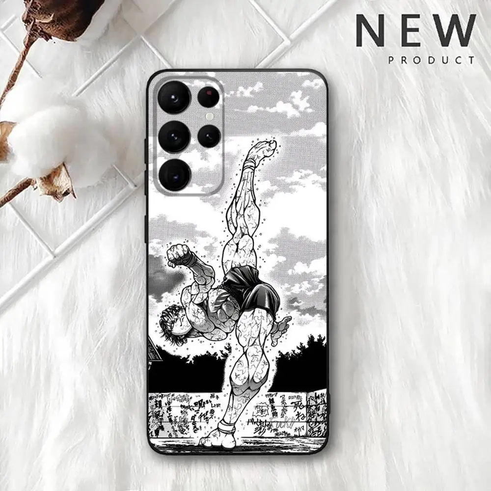 Funda de teléfono Comic H-Hanma Baki para Samsung S 25,24,23,22,30,21,10,9,Ultra,Plus,Lite,FE,4,5G, funda blanda negra