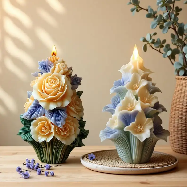 

3D Rose Flower Silicone Mold Reusable Easy-Release Film Molds for Candles Soap Resin Plaster Crafts Home Decor Ornament DIY Gift