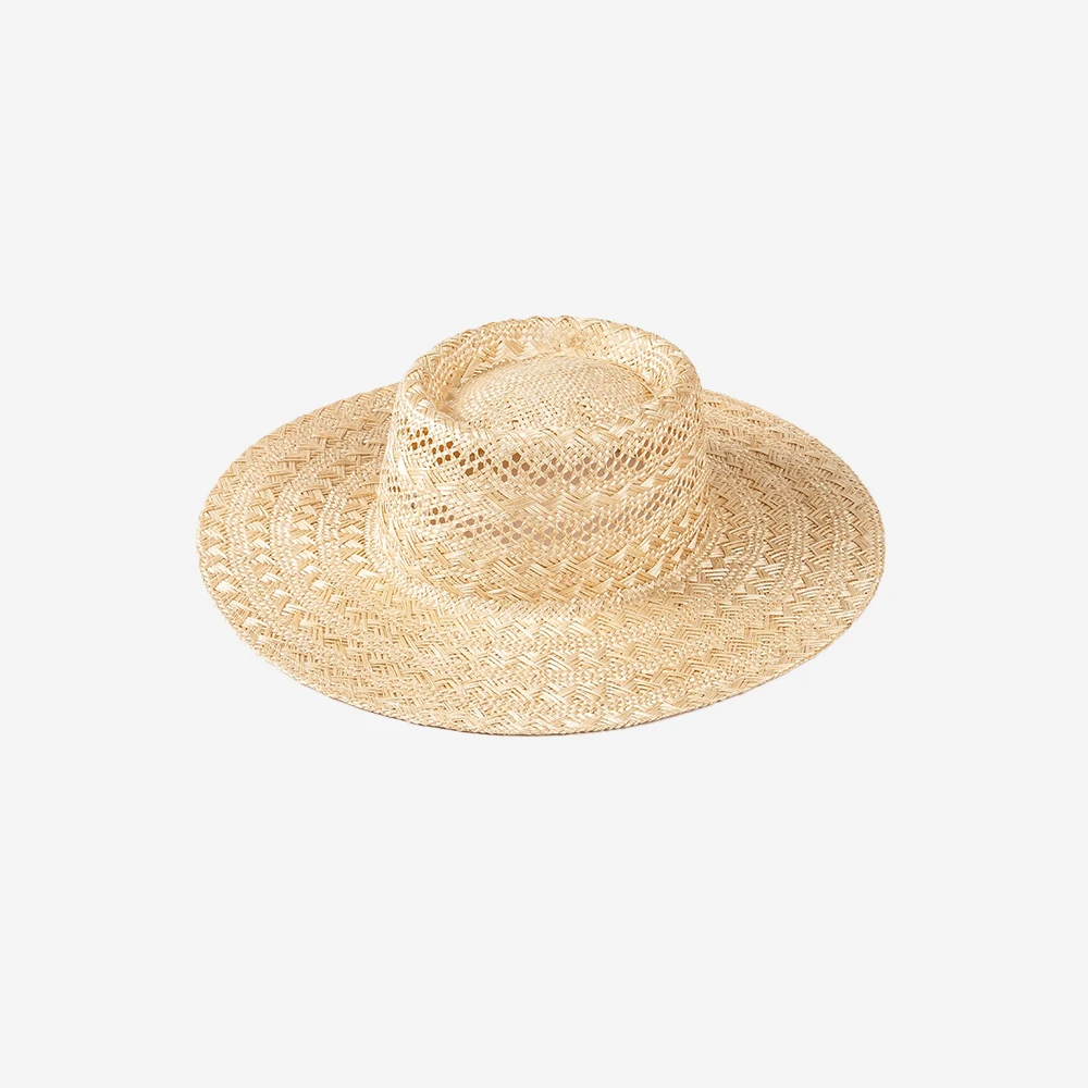 100% Natural Sisal Wide Brim Pork Pile Straw Hat Hand made pattern straw hat