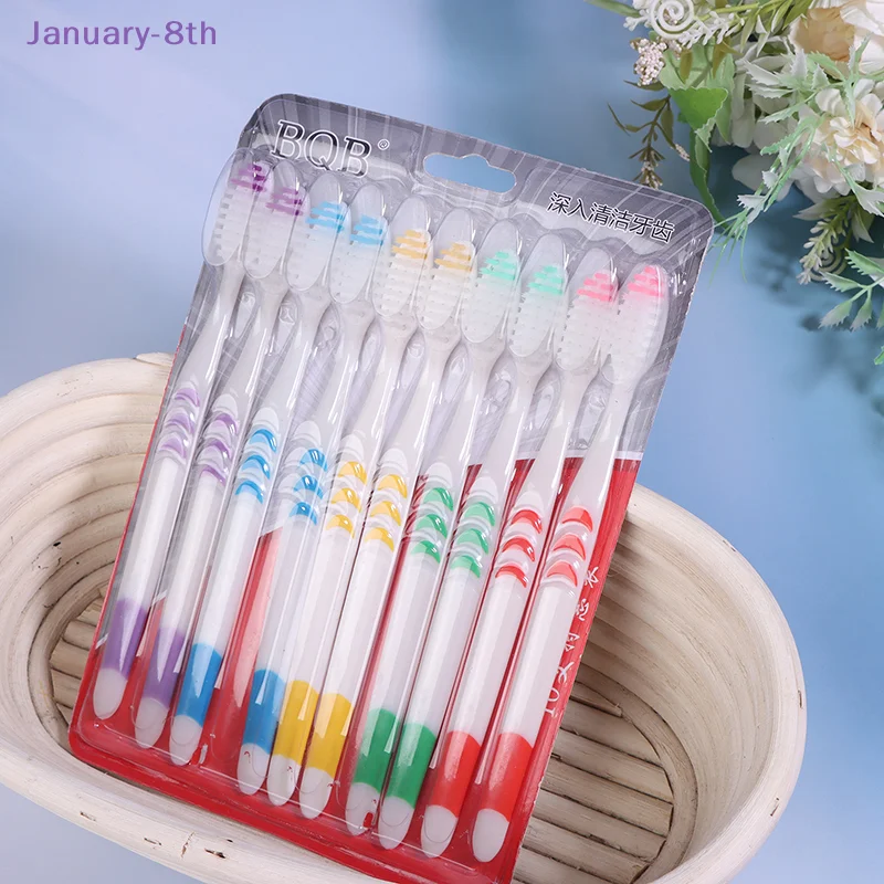 مجموعة من 10 فرشاة أسنان بشعيرات ناعمة ، فحم خيزران ، شعر أسود ، أدوات تنظيف الفم