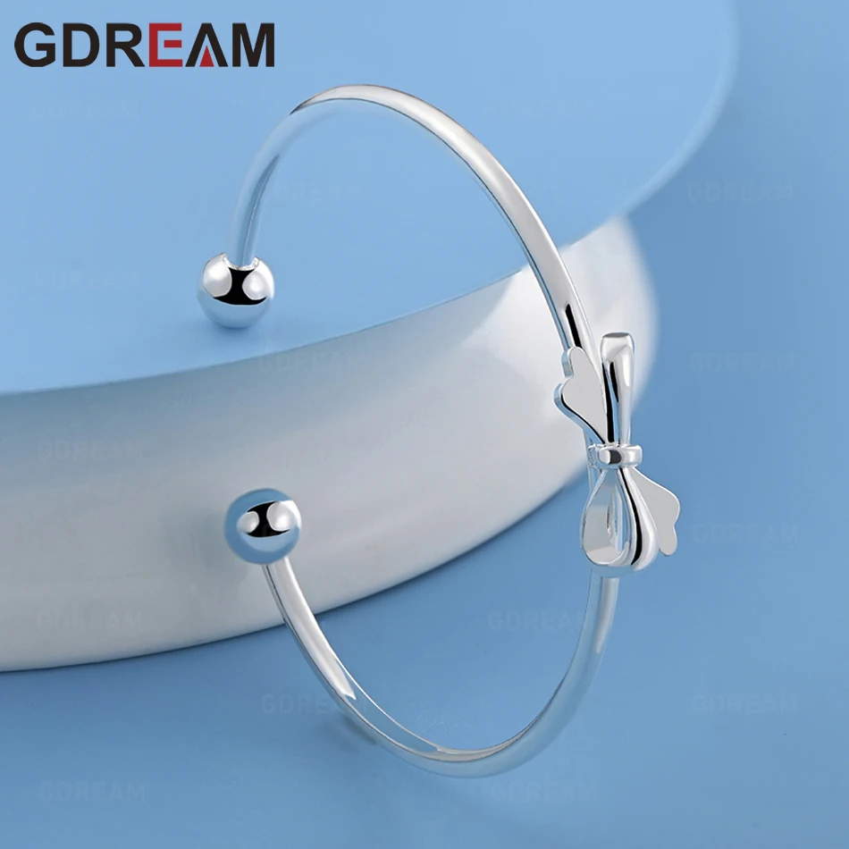 

GDREAM 925 Sterling Silver Bow Bead Bracelet For Women, Vintage Elegant And Noble Party Jewelry