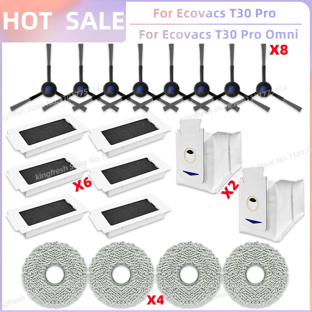 Passend Für Ecovacs T30 Pro Omni / T30 OMNI, Ecovacs Deebot T30e Pro Omni, YEEDI M12 ULTRA PLUS / M12 Pro+ Teile Hauptrolle Seitenbürste Filter Staubbeutel Wischmopptuch
