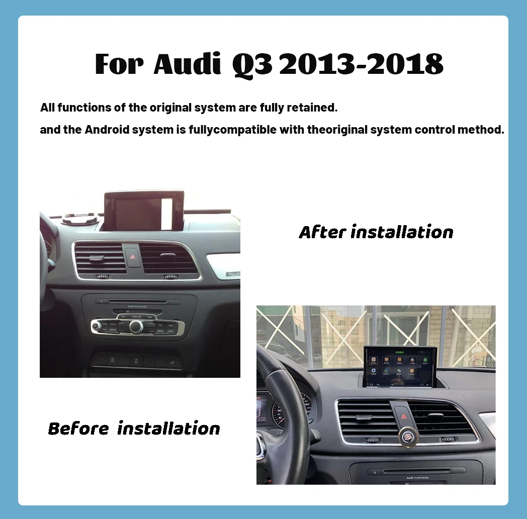 8.8 inch For Audi Q3 2013-2018 Carplay Head Car Radio DVD Multimedia Navigation 4G wifi GPS Auto Video Player OEM Menu