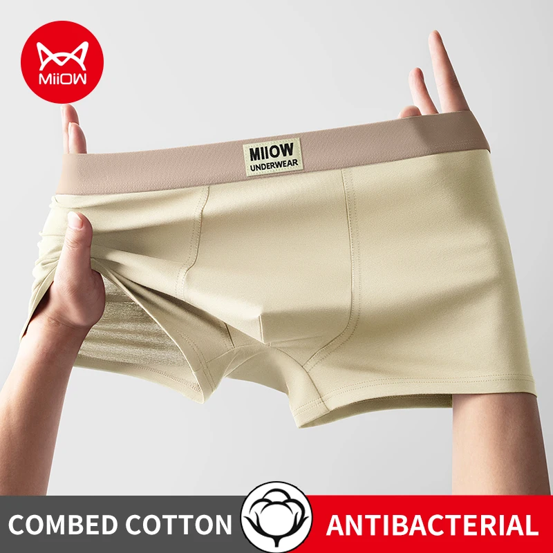

MiiOW 3Pcs Softness Cotton Men Underwear Boxer Antibacterial U-shaped Crotch Men's Panties Breathable Underpants Man Boxershorts