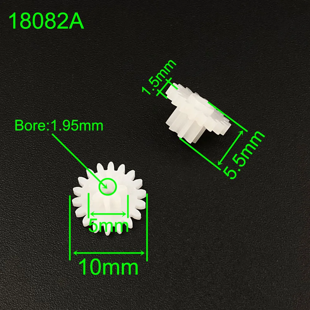 [50Pcs/Lot] 18082A Plastic Bilayer Reduction Gear 18T+8T Double Layer Gear 10mm OD 1.95mm Tight Bore Fit 2mm Shaft DIY Toy Model
