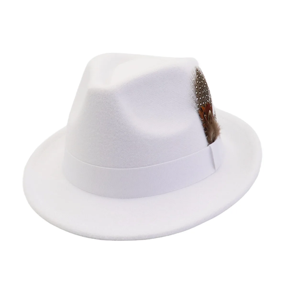 Unisex Autumn Winter Vintage Wool Jazz Hat Heart Top Curved Brim Fedora