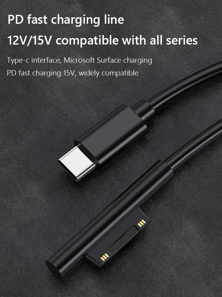 مصدر طاقة USB C سريع الشحن لكابل شاحن Microsoft Surface Pro 3 4 5 6
