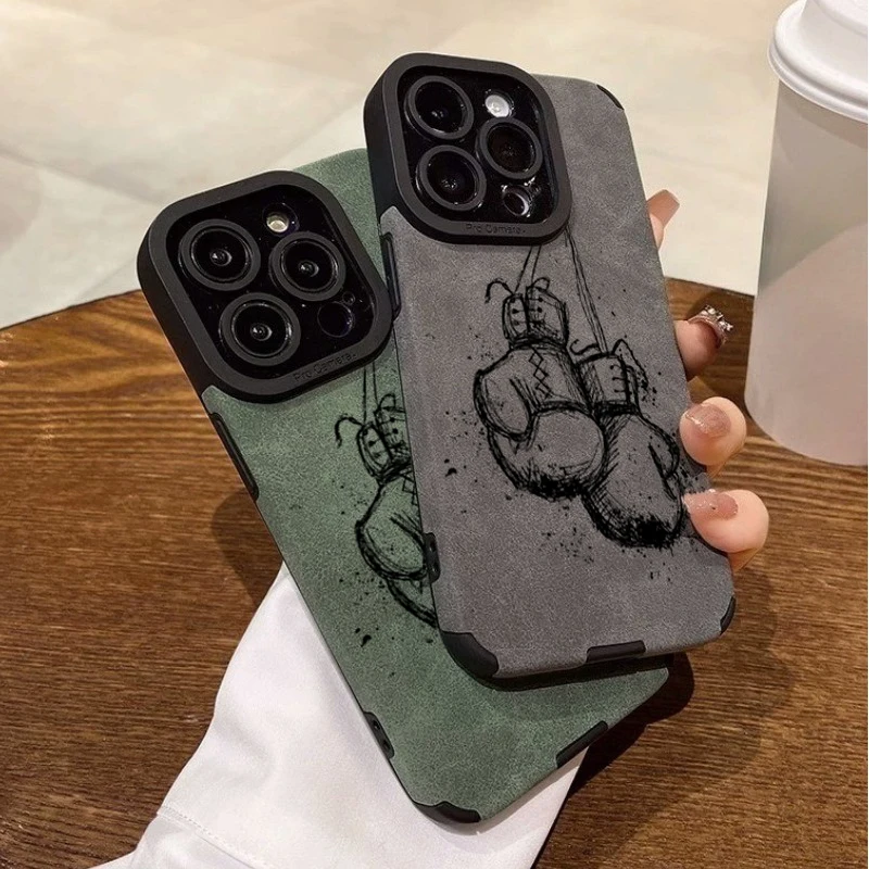 Cool Boxing Gloves Sketch Phone Case For iPhone 11 12 13 14 15 16 17 Pro Max Air XR X XS 7 8 Plus SE 2022 Protection Soft Cover