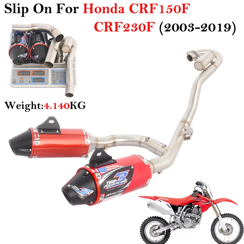 For Honda CRF150F CRF230F CRF 150F 230F 2003 - 2019 Motorcycle Full Exhaust Escape Systems Front Link Pipe Left & Right Muffler