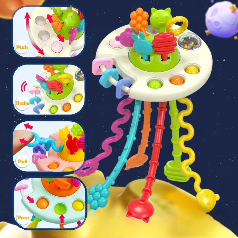 Juguete Sensorial De Arrastre Con Forma De Pato Blanco – Silicona De Grado Alimenticio, Estimula Motricidad Y Coordinación, Ideal Para Bebés De 0 A 3 Años, Regalo Navideño O Cumpleaños