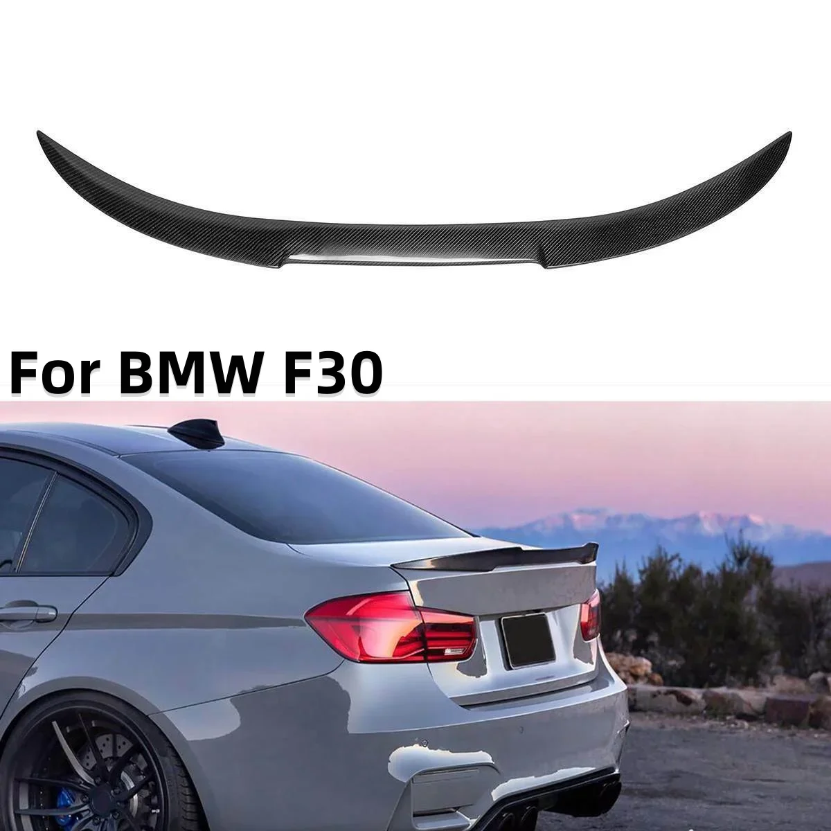 Carbon Fiber Car Rear Trunk Spoiler Tail Wing Splitter Auto Exterior PartsFit for BMW F30