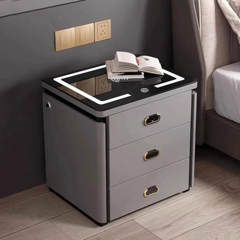 Mid Century 3 Drawers Bedside Table Office Storage Hotel Smart Vintage Night Stand Charging Japanese Style Bedroom Furniture