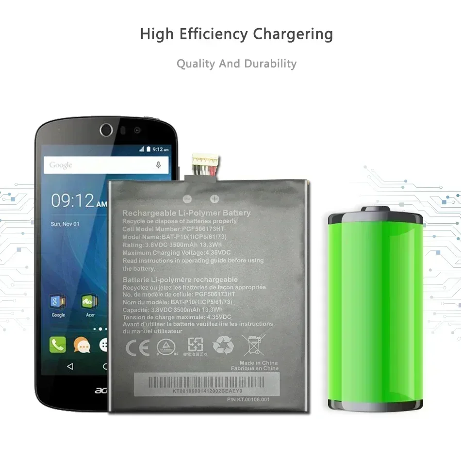 بطارية بديلة للهاتف المحمول لجهاز Acer Liquid E700، 3500 مللي أمبير، Liquid E700 Triple، E39، PGF506173HT، BAT-P10