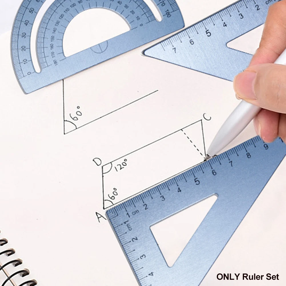 4 stücke Lehrer Glätte isen Winkelmesser Lineal Set klare Skala Aluminium legierung Prüfung für Schule Briefpapier Büro Mathematik Geometrie