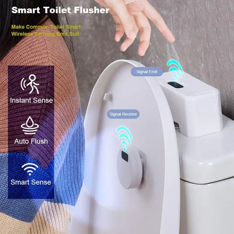 Auto Toilet Flusher Infrare Sensor Touchless Toilet Flusher Kit Rechargeable USB Charging With 1800mAh Battery Flushing Device