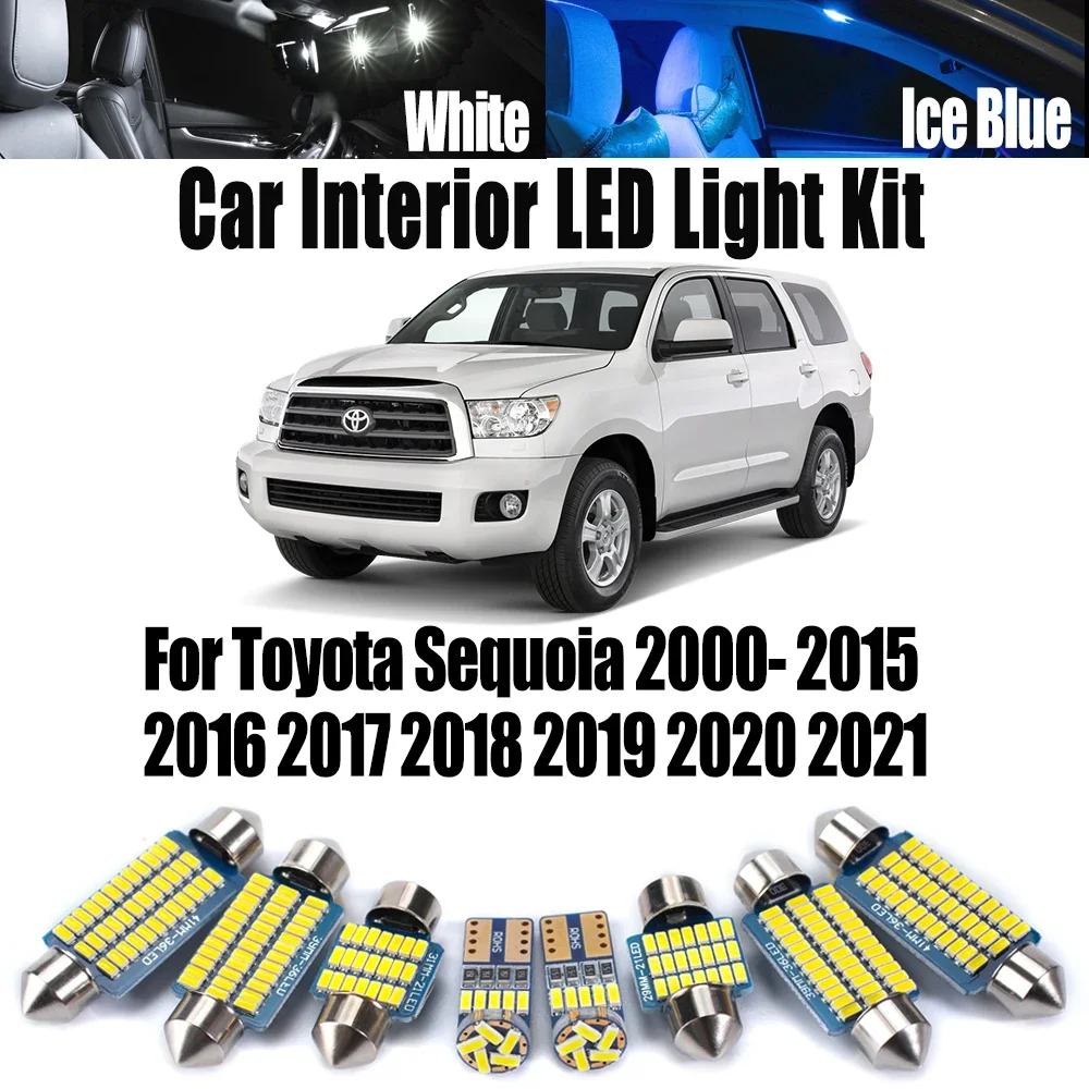 LED Interior Reading Door Dome Light Kit Canbus Car Accessories For Toyota Sequoia 2000- 2018 2019 2020 2021 Vanity Mirror Bulb