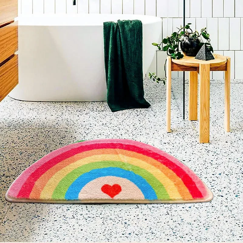 VIKAMA Regenbogen-Duschbodenmatte, Bodenmatte für die Dusche, Haustür, Eingangshalle, bequeme und hautfreundliche Heimdekoration