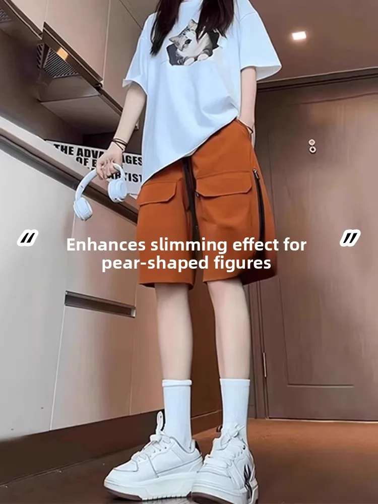 

Уличная спецодежда ort Pants Женские летние новые спортивные брюки Qui Dry выше колена, шесть деталей, свободные утягивающие бедра, закрывающие пять...