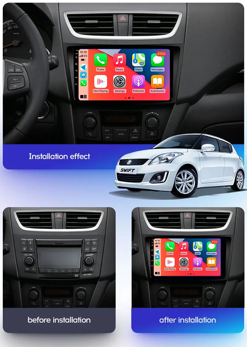 Android15 For Suzuki Swift 4 2011-2017 Car Radio Head Unit Auto BT Stereo Multimedia Video Monitor GPS Navigation WIFI 4G DSP 4G