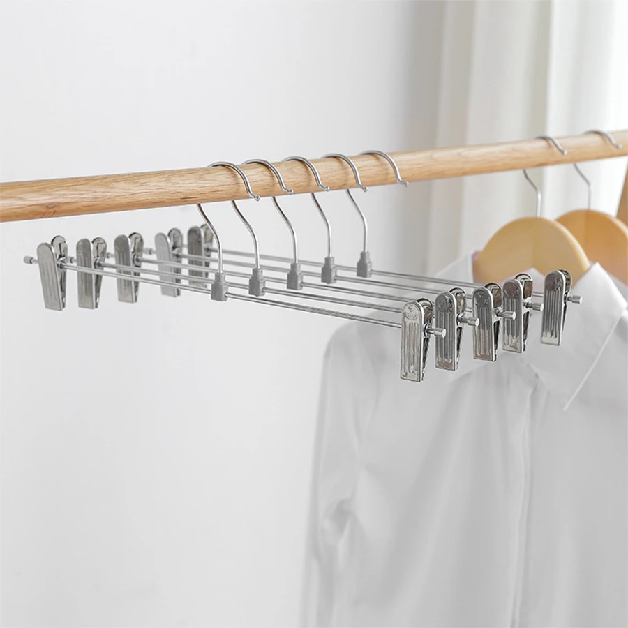 

Non-slip stainless steel pants rack pants clip metal telescopic pants rack pants hanging pants hanger
