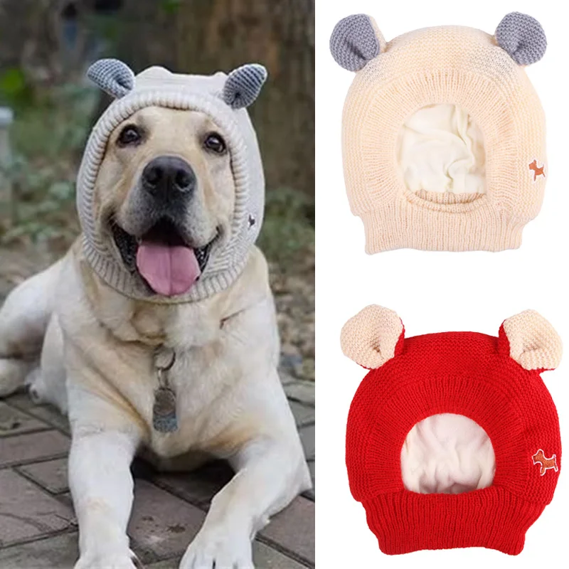 Kawaii Knitted Hat for Medium Large Dogs Autumn Winter Dog Accessories Pet Outdoor Supplies Labrador French Bulldog Headwear