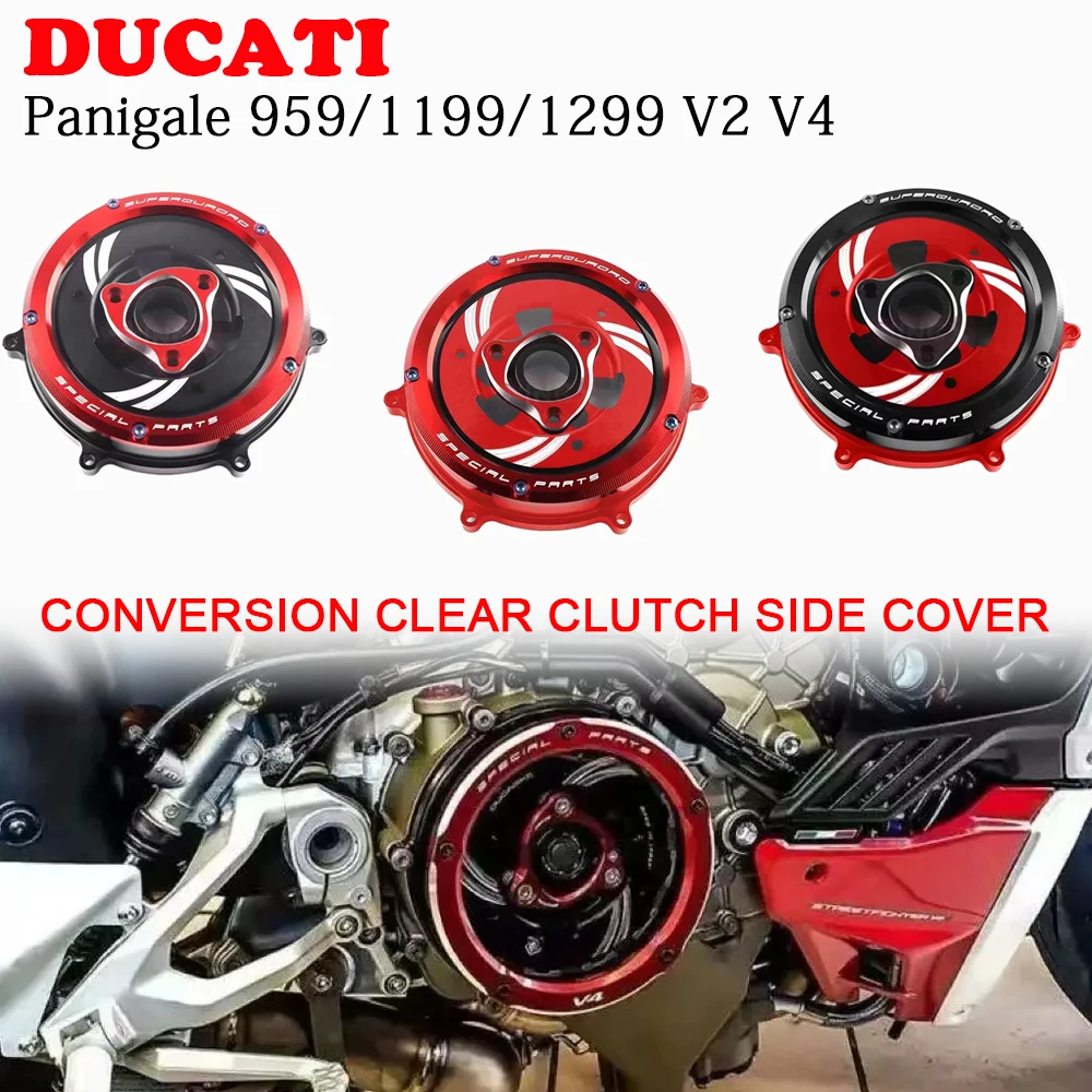 

Motorcycle Clutch Cover Improved Transparent Engine Right Protective Cover For Ducati Panigale 959/1199/1299 V2 V4