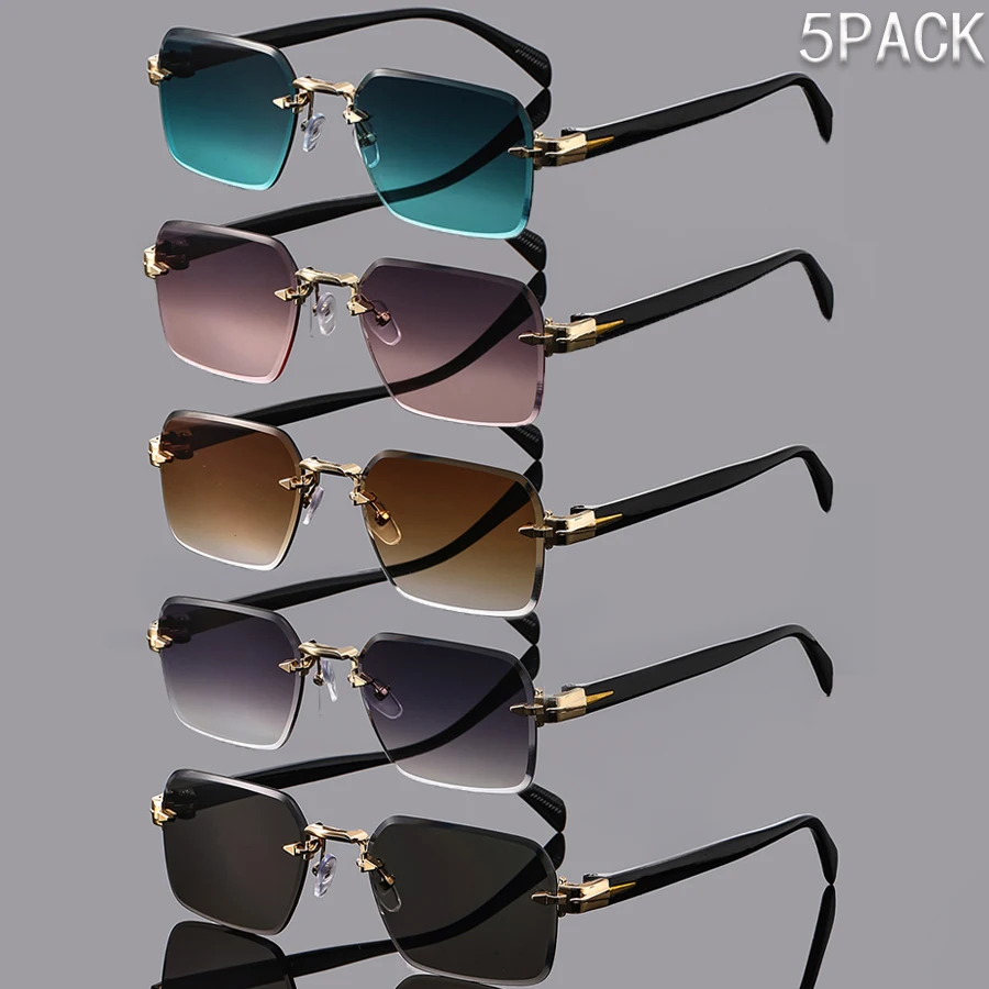 

5 упаковок модных мужских модных очков без оправы, многоцветная комбинация унисекс,