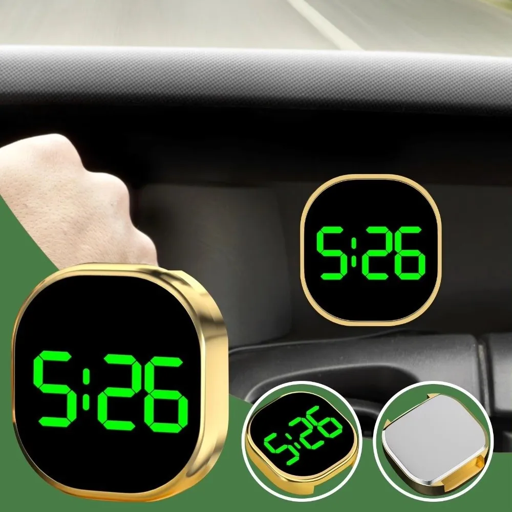 Touch-Activated Car Dashboard Clock LED Time Display Alloy Digital Clock Novelty Mute LED Electronic Watch Student