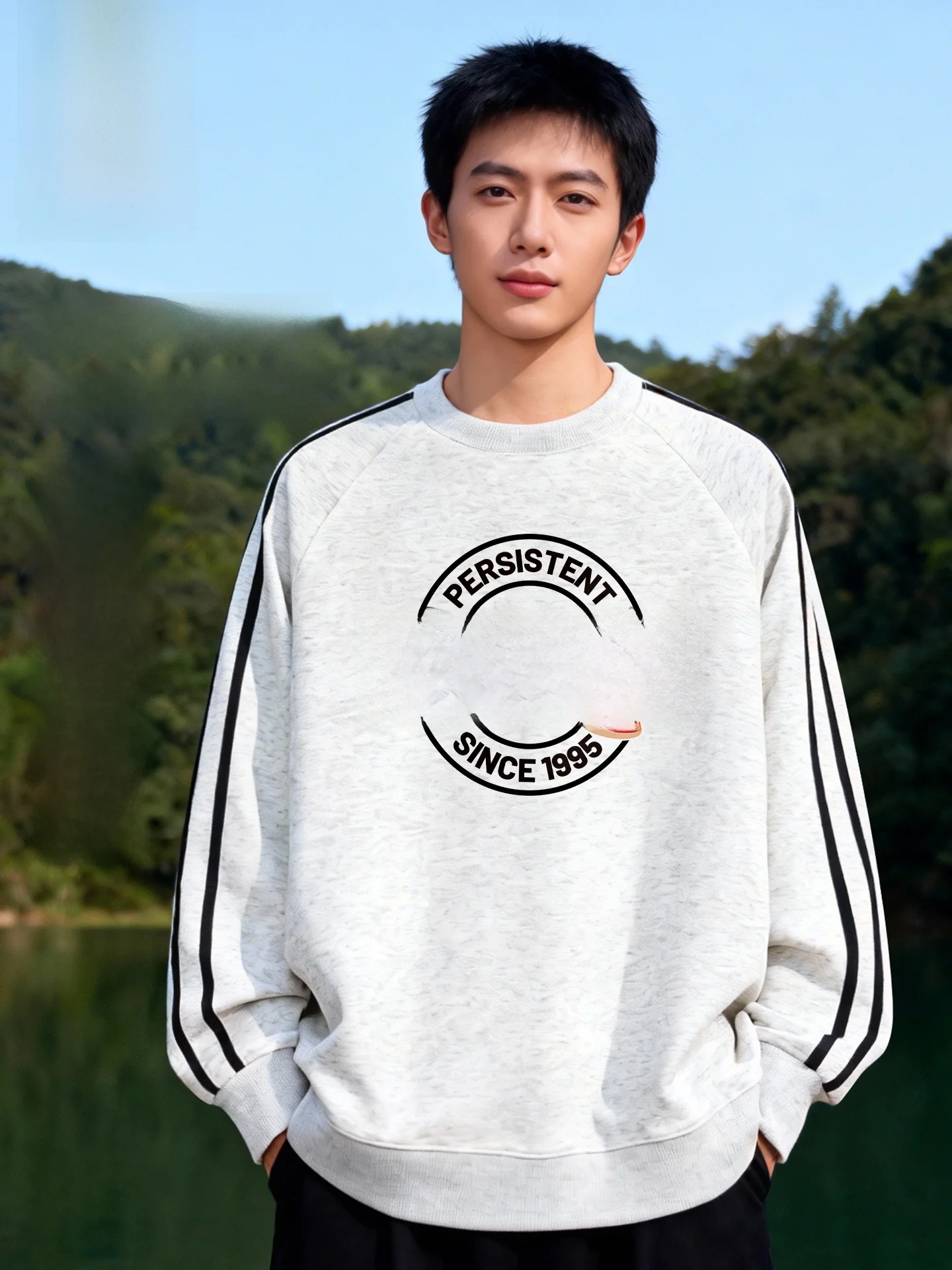 

Длинный свитшот с круглым вырезом, весенний, повседневный, свободного кроя, с цветным принтом, удобный, из смеси хлопка и полиэстера